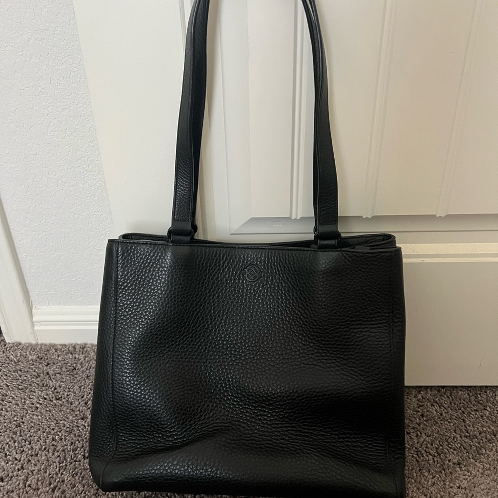 Dagne Dover Allyn Leather Work Tote Bag in Onyx Black NWOT